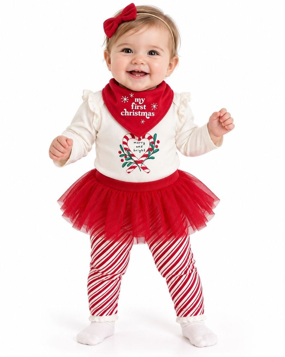 Carter’s Baby Girl My First Christmas 3-Piece Bodysuit Tutu Leggings Bib 9M